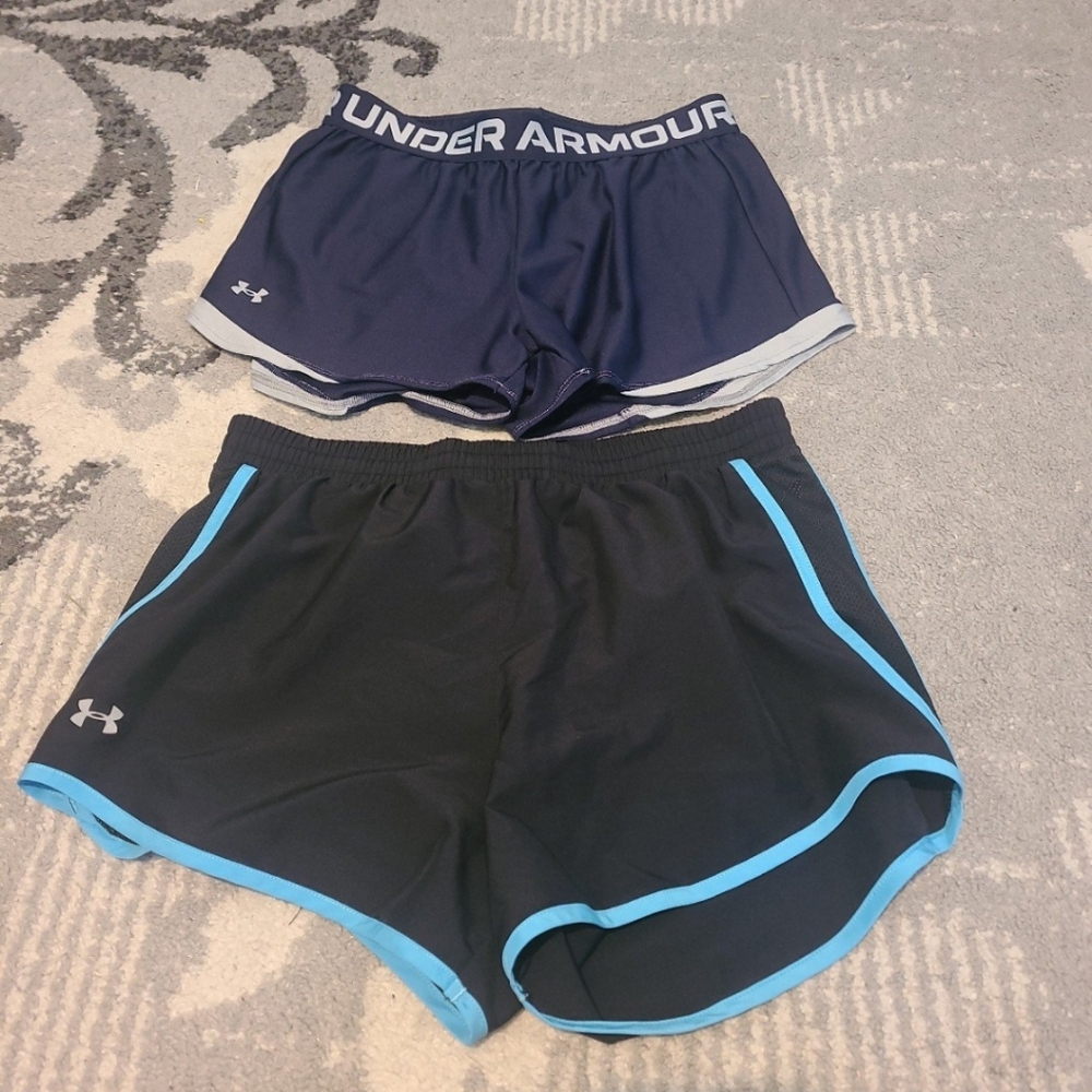 2 Under Armour running shorts small black blue